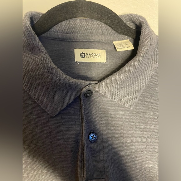 Haggar Clothing Men's Gray Cotton Polo - Picture 4 of 5